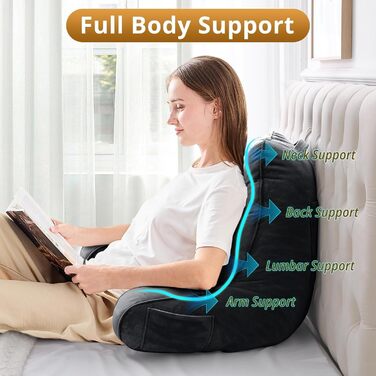 М'яке спинне крісло-подушка Sasttie для ліжка, рожеве, з кишенями та підлокітниками