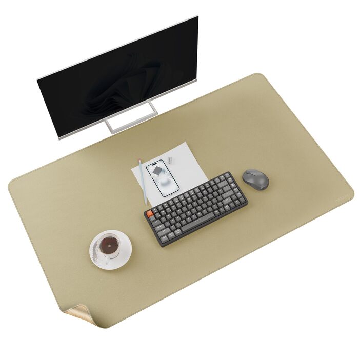 Килимок на стіл MAIDERN XXL 100x60 см двосторонній (шкіра та корк), водонепроникний килимок для миші та робочого столу для офісу та геймінгу, чорний