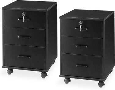 Тумба на колесах TUKAILAI з 3 висувними ящиками, з замком, для офісу, білого кольору