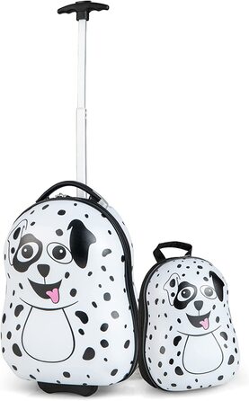 Дитяча валіза з рюкзаком, набір дитячих валіз 16 12, дитячий візок для дитячої ручної поклажі для дівчаток і хлопчиків, Дорожня валіза з жорстким корпусом (білий), 2 шт.