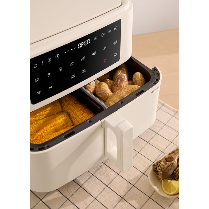 Фритюрниця повітряна 4.2L з паром, 6 програм, 1300W (10L Dual, кремовий)