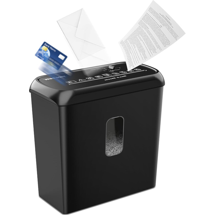 Шредер SINCHEREU 6 листів, перехресний різання, рівень безпеки P4, з кошиком 11л, для документів, кредитних карт, CD, з захистом від перегріву, для дому та офісу