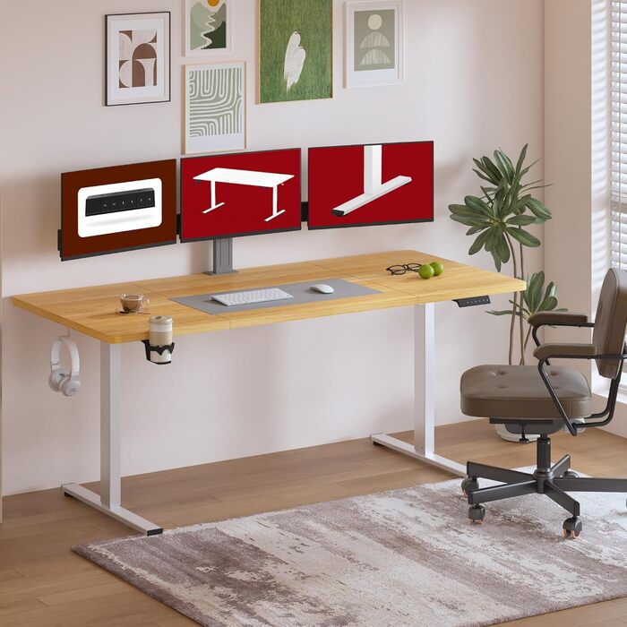 Електричний регульований стіл Sanodesk 180x80 см з пам'яттю, для офісу та дому (Акорн)