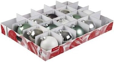 Ялинкова коробка SUNWARE Nesta 60 л з піднятим кришкою + лотки для 60 іграшок (діаметр 70-80 мм) - прозора/червона