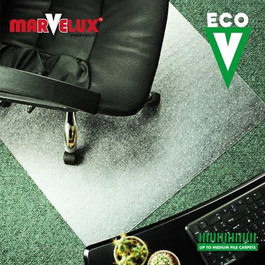 Офісне крісло Marvelux Eco Enhanced Полімерне Захисний килимок для килимів, прямокутний килимок для офісного крісла, прозорий подушечка для стільця, доступний у різних розмірах (75 х 120 см)