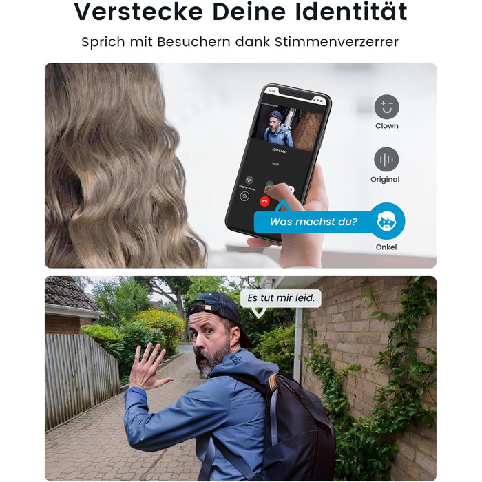 Відеодзвінок ieGeek 2K з камерою: бездротовий, водонепроникний (IP66), AI-розпізнавання руху, нічне бачення, без підписки, сумісний з Alexa, Wi-Fi 2.4GHz, з внутрішнім дзвінком (білий/сірий)