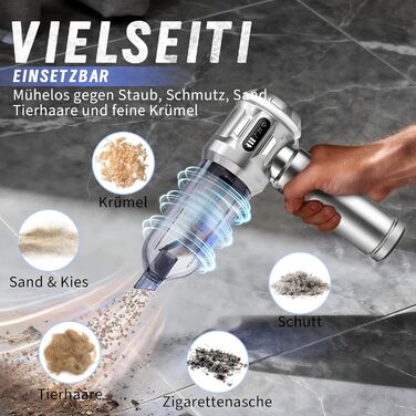 Акумуляторний ручний пилосмок Citybee 4 в 1, бездротовий міні-пилосмок для авто та дому, 25000Па, безщітковий двигун, 3 режими потужності, сріблястий