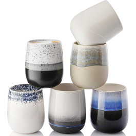 Набір кавових чашок Sänger Siena (6 шт.) з порцеляни, 215 мл, ручної роботи, преміум-якість, для кави та чаю, можна мити в посудомийній машині та використовувати в мікрохвильовій печі