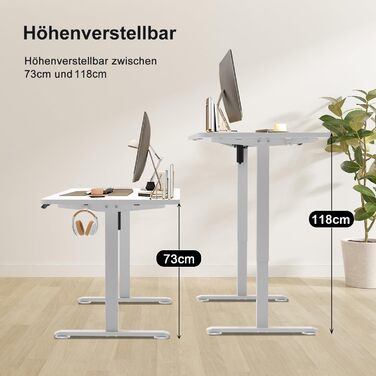 Регульований стіл Homall 140x60 см з USB-роз'ємом, комп'ютерний стіл для дому та офісу, ергономічний, білий