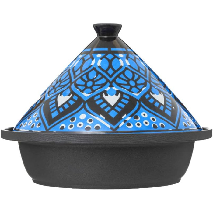 Тажин WEB2O з нержавіючої сталі, класичний дизайн, блакитний колір, для індукційних та склокерамічних плит, 30.20 x 30.2 x 23 см