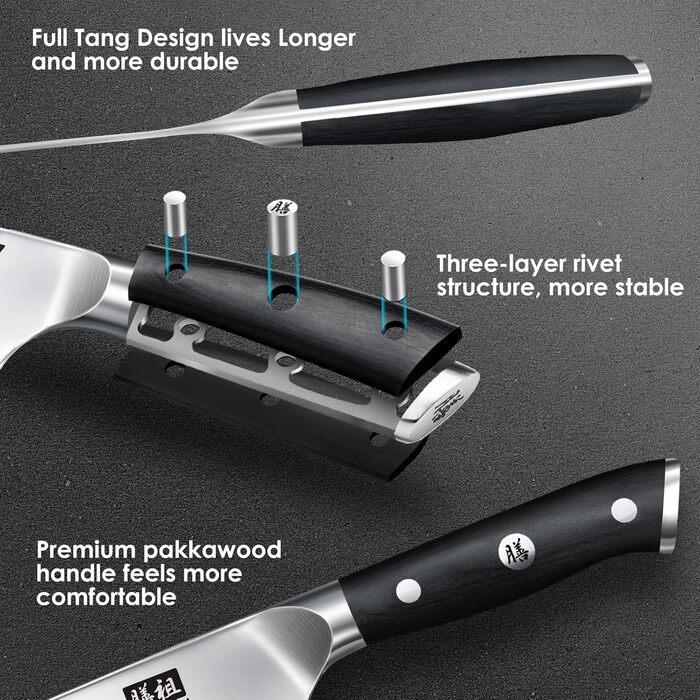 Ніж шеф-кухаря SHAN ZU Santoku: 18 см, нержавіюча сталь, ергономічна ручка, подарункова коробка