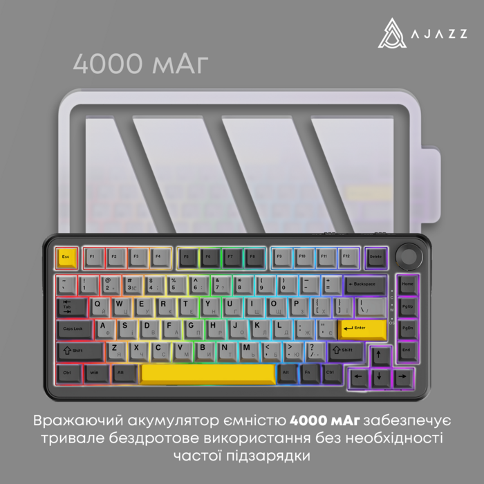 Клавіатура механічна бездротова Ajazz AK820 MAX PLUS Daydream Switch RGB Wireless/BT/USB Black