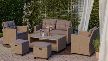 Комплект садових меблів з техноротанга Di Volio Firenze DV-016GF, бежевий, 6 предметів