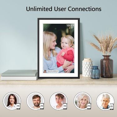 Цифровий фоторамка Frameo з Wi-Fi, 10.1 дюйма, 32GB, сенсорний екран, авто-обертання, підтримка Frameo App