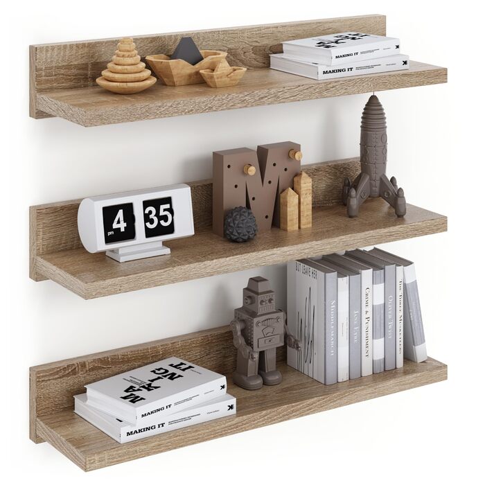 Набір полиць настінних Wandregal 39 см (3 шт.) Sonoma - для спальні, ванної, вітальні, кухні, офісу