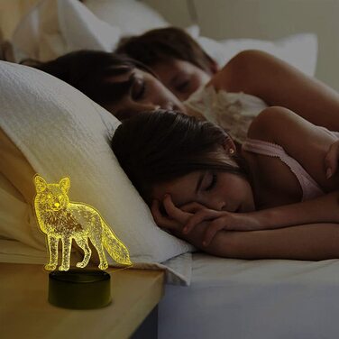 Нічна лампа-ілюзія з зображенням лисиці для дітей, 16-кольорова настільна лампа з дистанційним управлінням, настільна лампа, подарунки на день народження для чоловіків, жінок, хлопчиків і дівчаток, 3D