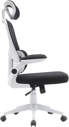 Офісний крісло BAKAJI з ергономічною тканиною, підтримкою попереку та підголівником, поворотне, регульоване по висоті, дихаюча тканина, чорний