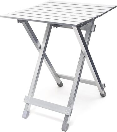 Розкладний стіл Relaxdays, стійкий до погодних умов, журнальний столик HBT 61 x 49,5 x 47,5 см для саду, міцний алюміній, срібло