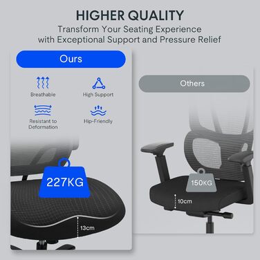 Крісло офісне ергономічне FLEXISPOT BIG MAX, чорне, 227 кг, регульовані підлокітники, для дому/офісу