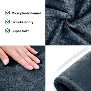 Електричний нагрівальний килимок для спини, шиї та плечей 60 x 85 см, 4 температурні режими, з автовимкненням та захистом від перегріву, можна прати в машині (Блакитний)