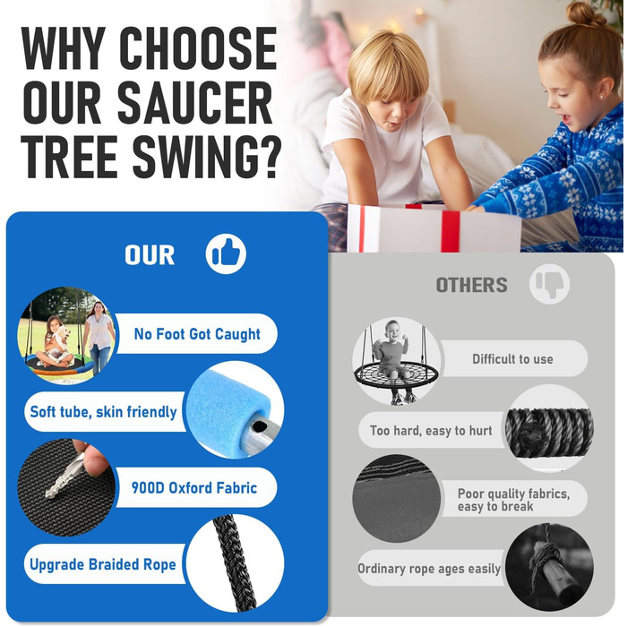 Шоукель Favuit Nestschaukel: регульована висота, Ø 110 см, для дітей та дорослих (до 227 кг)