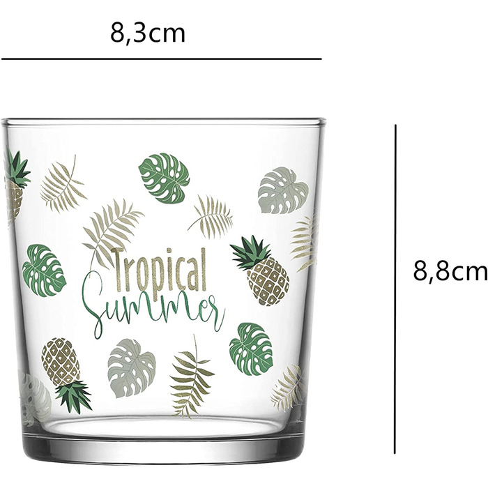 Набір Unishop з 6 склянками для води, пастельні, різнокольорові, можна мити в посудомийній машині (345 мл Tropical)