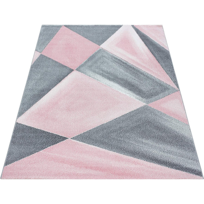 Килим для вітальні 80x150 см бігунок передпокій геометричний абстрактний дизайн - килим для спальні з коротким ворсом надзвичайно м'який легкий догляд килими для кухні їдальні молодіжної кімнати - Килим Hal (140x200 см, рожевий)