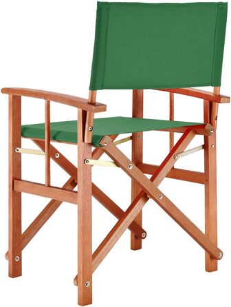 Садове крісло Casaria Дерев'яний складний атмосферостійкий 160 кг Завантажуваний чохол для підлокітника Складаний стілець Канни FSC Евкаліптовий сад Балкон Тераса Кемпінг (2x, зелений)