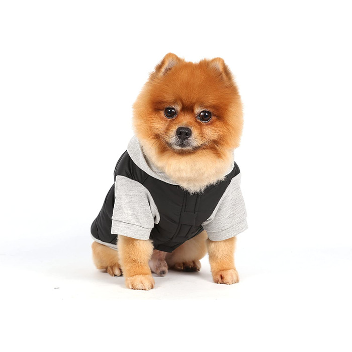 Куртка для собак Doggy Dolly W109 Водонепроникна з капюшоном, чорний / сірий, зимове пальто / зимова куртка, розмір XXL (XL)