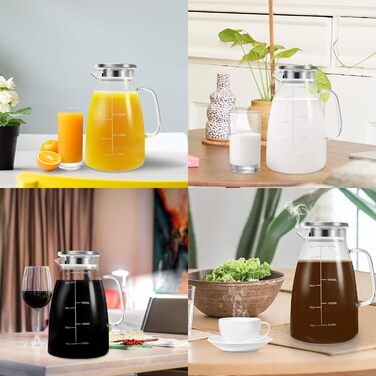 Скляна карафа Aofmee 2 літри з кришкою, для води, соку, айс-ті, 2L