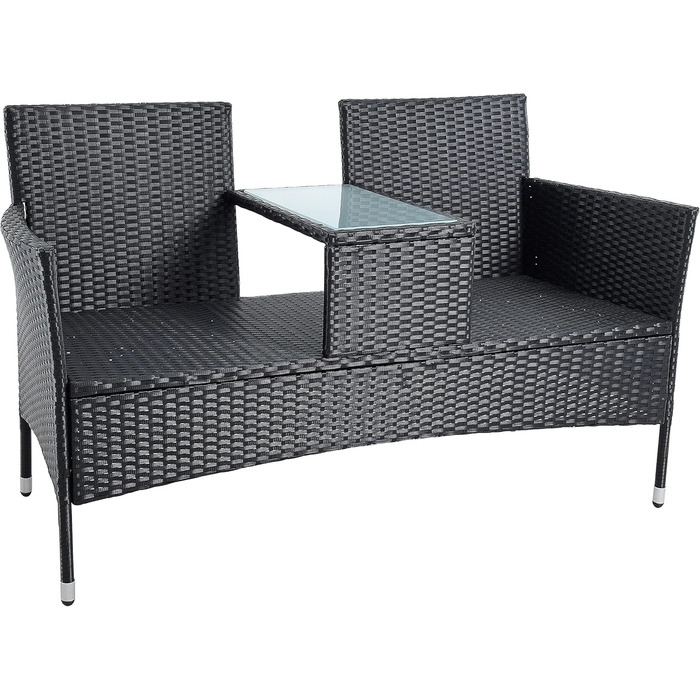 Садові меблі ESTEXO з ротангу (поліротанг) для двох осіб: лавка, комплект для відпочинку на балкон/терасу, чорний колір