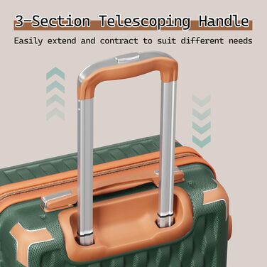 Набір дорожніх валіз Melalenia 7 предметів, легка жорстка оболонка, 4 колеса, TSA-замок, включаючи косметичку, сумку та рюкзак (Зелений)