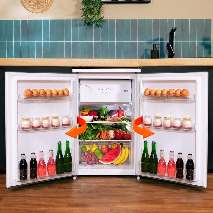 Міні-холодильник Cecotec Bolero CoolMarket TT 107: 107 л, клас E, регулювання температури, ящик для овочів, морозильна камера, тиха робота, чорний/білий