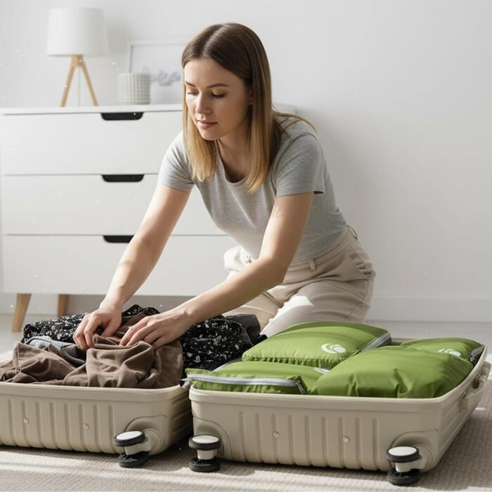 Набір компресійних органайзерів для подорожей Cipway, ультралегкі пакувальні куби для валізи та рюкзака, 5 шт., зелений