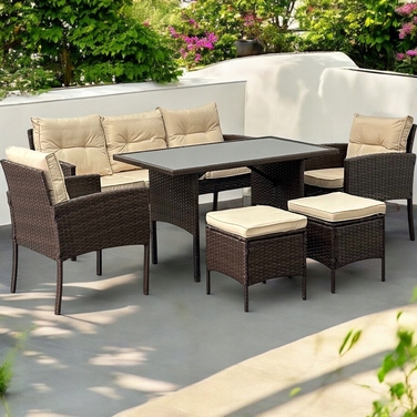 Комплект садових меблів із техноротанга MTG Trade Group, сірий, 7 предметів