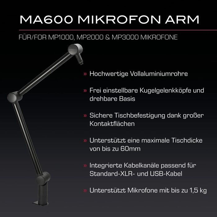 DOCKIN® MP2000: USB мікрофон-конденсатор для ПК, геймінгу, подкастів та стрімінгу. Якісний мікрофон з міцним кріпленням для запису звуку. Преміум якість звуку.