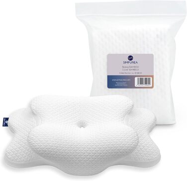 Ортопедична подушка для сну – ергономічна подушка для підтримки шиї з віскоеластичної піни пам'яті та дихаючого бамбукового чохла – для тих, хто спить на спині, боці та животі (біла, запасний бамбуковий чохол)
