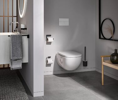 Запасний тримач для туалетного паперу EMCO Flow, елегантний тримач для туалетного паперу для настінного монтажу, високоякісний металевий аксесуар для ванної кімнати, чорний матовий