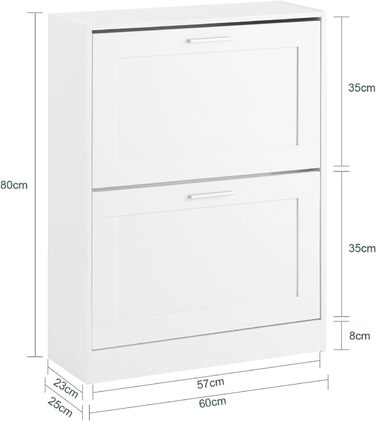 SoBuy FSR137-L-F: Взуттєва шафа/органайзер для взуття, 2 дверцята, 60x115x23 см (білий)