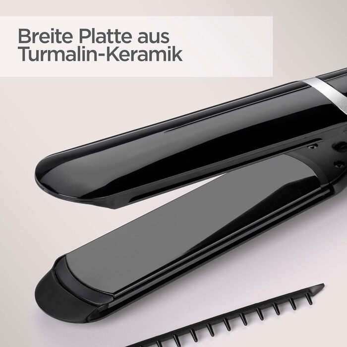 Широкий випрямляч BaByliss Sleek Control з технологією Ion та наддовгими та широкими пластинами з турмаліновим керамічним покриттям та насадкою-гребінцем ST397E одинарний