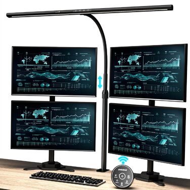 LED лампа настільна EYOCEAN 24W, 80см з жестами, диммування, захист очей, для офісу, читання, архітекторів, дизайнерів, чорна