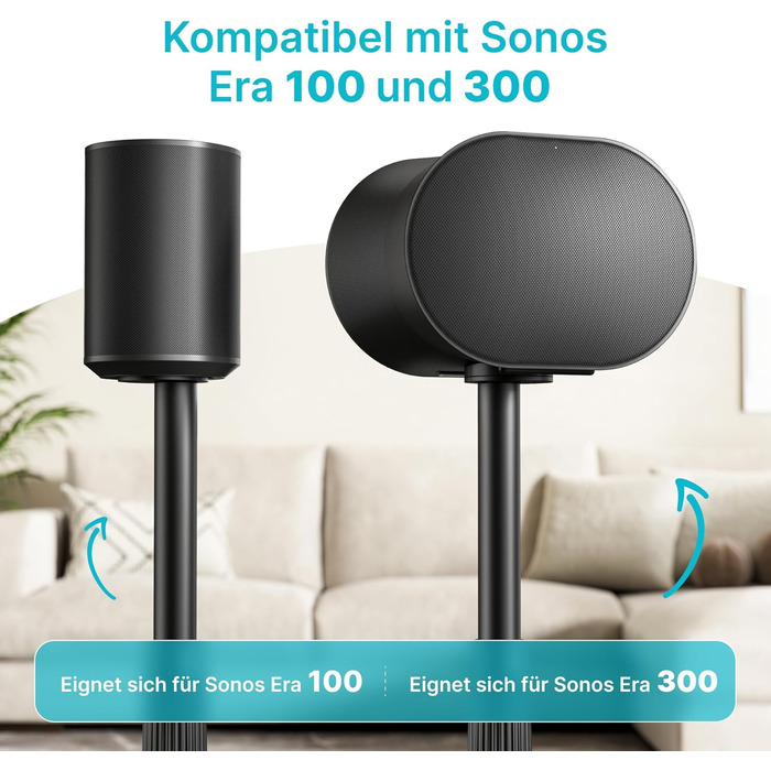 Підставка для колонок PEGZONE, сумісна з SONOS Era 300/100, регульована висота, з кабельною організацією, чорна, 2 шт.