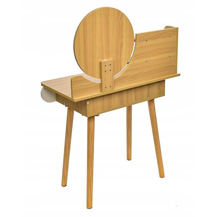 Туалетний столик Jumi, світлий дуб, з дзеркалом та 2 шухлядами, матовий, 80x122x40 см