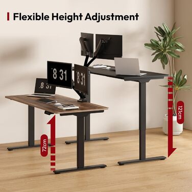 Регульований стіл Sanodesk з бездротовою зарядкою та подвійним мотором, компактний 110x54 см. Стабільний електричний столик для стоячи/сидячи (160 x 70 см, Чорний)