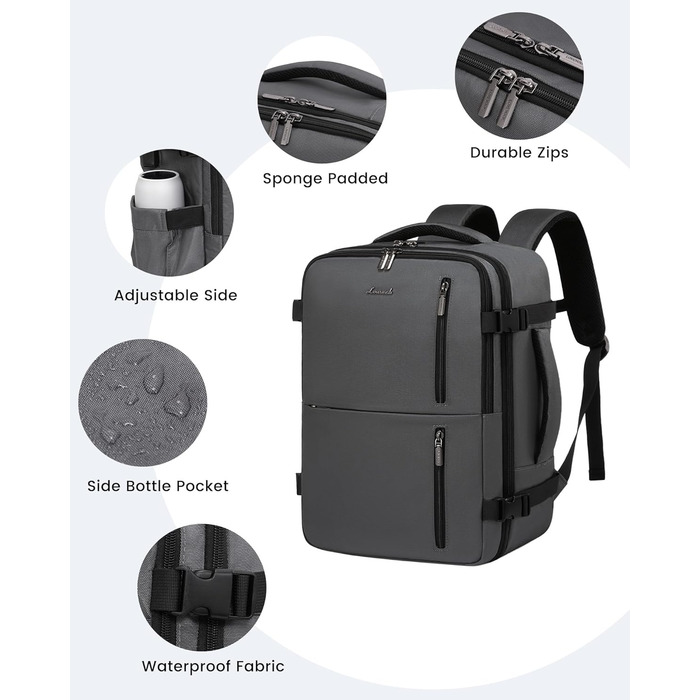 Рюкзак ручної об'єм 40x30x20 LOVEVOOK: Рюкзак для подорожей, 24л, з USB, для ноутбука 14