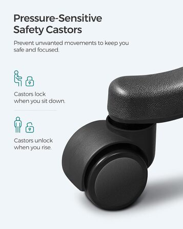 Високий робочий стілець SONGMICS з регульованою спинкою та підставкою для ніг, чорний - OSC007B01