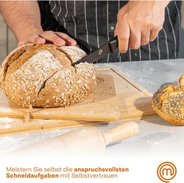 Набір ножів MasterChef 5-ти частинний: поварський, хлібний, для овочів, сантоку та універсальний, з нержавіючої сталі, чорний, з м'якими ручками
