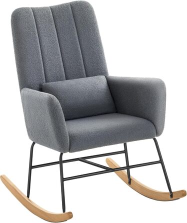 Крісло-гойдалка SONGMICS HOME з підлокітниками, для вітальні та спальні, сірий, до 136 кг, LYY500G01