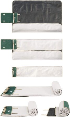 Флісова ковдра для пікніка водонепроникна 125x150 см - Blue White Striped (Зелено-бежевий)