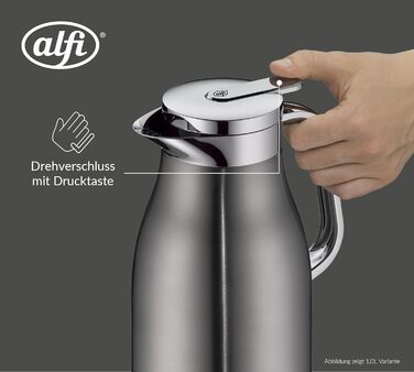 Термос Alfi SKYLINE 1.5л з нержавіючої сталі з скляною вставкою, сірий (1500 мл)